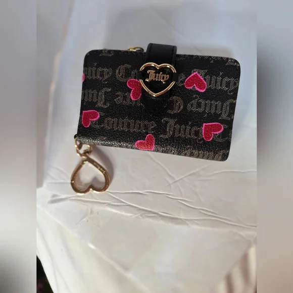 Juicy Couture Black and Pink Heart Wallet with Gold Accents - Picture 2 of 12